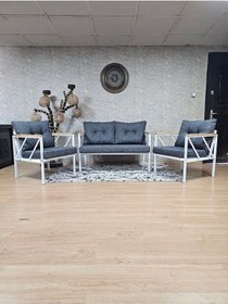 Resim Beyaz Boyalı Bahçe - Balkon - Mutfak Çay Seti Takımı Bahçe Koltuk Çok Renkli 