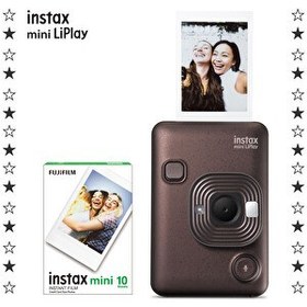 Resim Fujifilm Instax mini LiPlay Hybrid Deep Bronze Fotoğraf Makinesi-10'lu Film ve Çerçeve Hediye Seti 