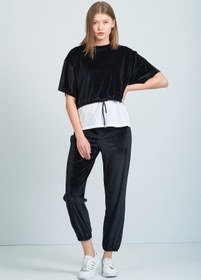 Resim Moda Clubu Kadın Siyah Kadife Eşofman Takımı 