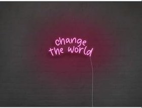Resim dekoraven Change The World Neon Tabela Pembe, changetheworldraven 
