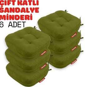 Resim Xpermate 6'lı Çift Kat Sandalye Minderi 42x42x8 Yeşil 
