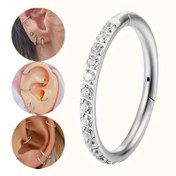 Resim Şık 304 Paslanmaz Çelik Sentetik Zirkonyum Burun Halkası ve Kulak Kelepçesi Seti, Dikişsiz Spiral Kıkırdak Küpeleri ile Her Mevsim, Parti ve Günlük Giyim için Minimalist Piercing Takısı 