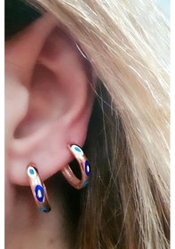 Resim Nazar Boncuğu Detayli Mine Işçiliği Gümüş Üzerine Rose Altın Kapl 