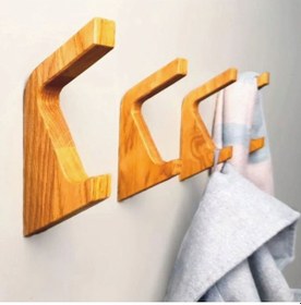 Resim Yapışkanlı Ahşap Askı,Banyo Askısı, Doğal Ahşap (2 adet) C askı 