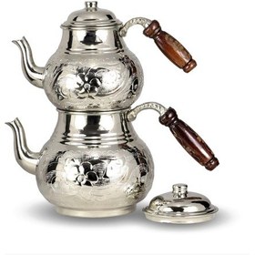 Resim İşleme Nikel Kaplama Aile Boyu İşlemeli Bakır Çaydanlık Bakır 