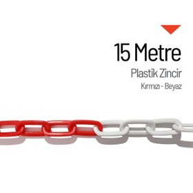 Resim İleri Trafik Plastik Zincir Kırmızı-beyaz 15 M 