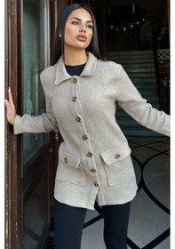 Resim Vizon Çift Cepli, Yumuşak Dokulu Uzun Kaşe Ceket VIZON 