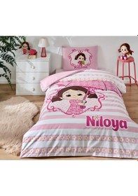 Resim Özdilek Niloya Yağmur Tek Kişilik Lisanslı Lastikli Çarşaf Çocuk Nevresim Takımı Pembe 