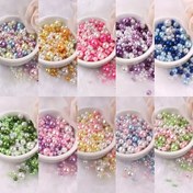 Resim Yaklaşık 120 adet 5-8mm Renkli Suyla Parlatılmış Yüksek Parlaklık İnci Delikli ABS İmitasyon İnci Gevşek Boncuklar DIY Boncuk Aksesuarları 