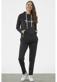 Resim Kanguru Cepli Dalgıç Kumaş Eşofman Takım - Siyah 001 