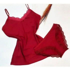 Resim Kadın İp Askılı Dantel Detaylı Atlet Bikini Takım Pamuklı Esnek 001 
