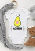 Resim BabyLimon Unisex Bebek Beyaz Avocado Pamuklu Kısa Kollu Çıtçıtlı Body 