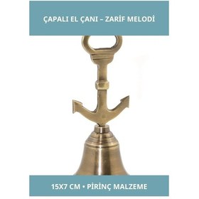 Resim Zarif Pirinç Malzeme Çapalı El Çanı Model 3 1 Adet 