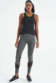 Resim TOMMY LIFE Siyah Logo Baskılı Biye Şeritli Standart Kalıp Kadın Spor Atlet - 97255 