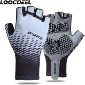 Resim Liangduo Shop Gri Tarzı M Boyutu Loogdeel Profesyonel Bisiklet Yarım Parmak Eldiven Palmiye Kaymaz Silikon Şok Emici Açık Spor Balıkçılık Koşu Eldivenleri (Yurt Dışından) 
