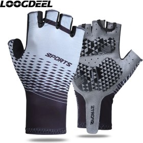 Resim Liangduo Shop Gri Tarzı M Boyutu Loogdeel Profesyonel Bisiklet Yarım Parmak Eldiven Palmiye Kaymaz Silikon Şok Emici Açık Spor Balıkçılık Koşu Eldivenleri (Yurt Dışından) 