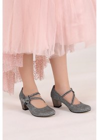 Resim Kiko Kids Aisha Günlük Kız Çocuk 4 Cm Topuklu Abiye Ayakkabı Platin Platin 
