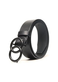 Resim %100 Deri Çift Halka Tokalı Bayan Kemeri 4Cm (413278402) Siyah 