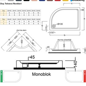 Resim Asimetrik Monoblok Oturmalı Duş Teknesi | Sanacryl - 80x130 / Beyaz / Oturmalı 
