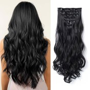 Resim 7 adet LuxeHair Kadın Dalgalı Klipsli Saç Ektensiyonları, Yüksek Sıcaklık Elyafı, Anında Hacim ve Parlaklık Sağlayan Tüm Kadınlar İçin 