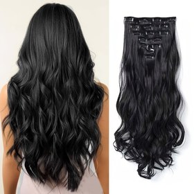 Resim 7 adet LuxeHair Kadın Dalgalı Klipsli Saç Ektensiyonları, Yüksek Sıcaklık Elyafı, Anında Hacim ve Parlaklık Sağlayan Tüm Kadınlar İçin 