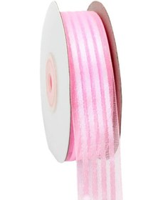 Resim Şifon Kurdele. 4 Yollu ve Saten Çizgili. 2.50 Cm X 23 Mt - Pembe 