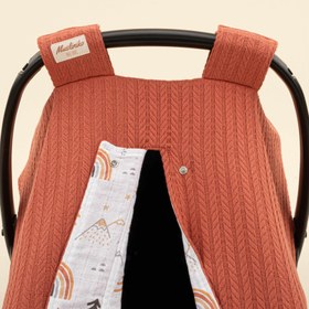 Resim Puset Örtüsü - Çift Taraflı - Kiremit Örgü - Turuncu Kuyruklu Yıldız 