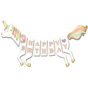 Resim 3D Happy Birthday Unicorn Banner 