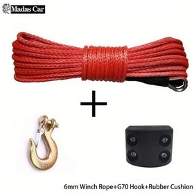 Resim Hightower 7700lbs Ağır Hizmet Kırmızı Vinç Halatı 50ft Çelik Kanca Ve Lastik Tıpa İle 1set Kırmızı 