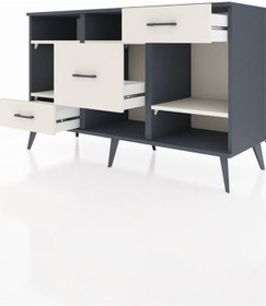 Resim Kronos Konsol 4 Raflı 3 Çekmeceli 132x59x83 Antrasit-aytaşı/aytaşı Aytaşı/aytaşı 
