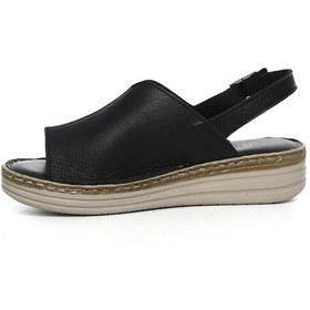 Resim Gönderi(R) Gönderi R Siyah Dolgu Topuk Hakiki Deri Comfort Sandalet Siyah 
