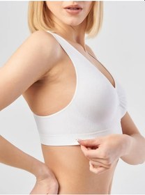 Resim Mistirik Rosella Model Kalın Askılı Büstiyer Spor Rahat Toparlayıcı Korse Sütyen Beyaz Renk Beyaz 