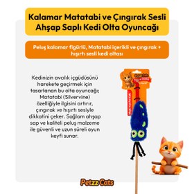 Resim PetzzCats Kalamar Matatabi ve Çıngırak Sesli Kedi Oltası Oyuncağı Mavi 42 Cm 