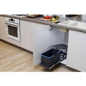 Resim Teleskopik Raylı Kısa Çöp Kovası 16 Litre Antrasit (P-9159) 