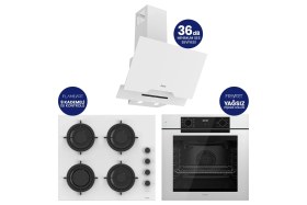 Resim Ferre Fryart Beyaz Cam Ankastre Set | 9 Kademe Ocak | 7 Fonksiyon Fırın | 36 Db Sessiz 