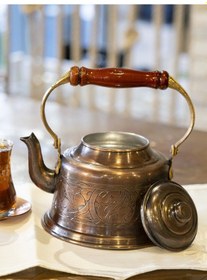 Resim Bakır Demlik İşlemeli Maraş Model Okstili Renk Bakır Uçlu Oksitli Bakır 