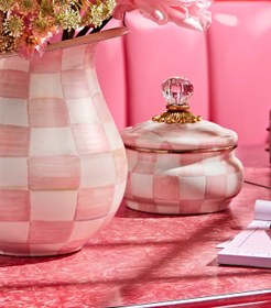 Resim Rosy Check Squashed Pot, Şık ve Dayanıklı Emaye Tasarım 