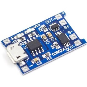 Resim TP4056 Akım Korumalı 1A Lipo Batarya Şarj Modülü (Micro USB) 