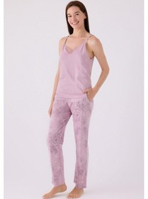Resim Pierre Cardin Kadın Sabahlıklı Uzun Kol İp Askılı Dantelli 3'lü Pijama Takım Gül 