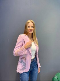 Resim Estilo Fashion Kadın Blazer Ceket dantel Detaylı 