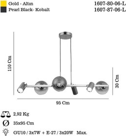Resim Lucea Tıerra 3+3 Altın Sıralı Avize 3xgu10+3xe27 