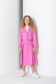 Resim Kız Çocuk Bolero Tek Düğme Ceket - Pembe - 7 Yaş 