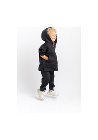 Resim Oliventhekid Unisex Fermuarlı Kanguru Cepli Kapüşonlu Takım Siyah Siyah 