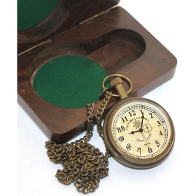 Resim Hello Papana Ahşap Kutulu Pirinç Köstekli Saat Model 6 