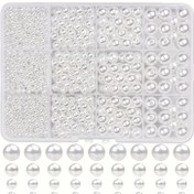 Resim 4/6/8/10Mm/1400 adet Akrilik Saf Beyaz Off-White Boncuk Seti, Çoklu Renkler Mevcut, Dekorasyon, DIY Bilezik ve Kolye Yapımı için Uygun 