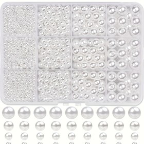 Resim 4/6/8/10Mm/1400 adet Akrilik Saf Beyaz Off-White Boncuk Seti, Çoklu Renkler Mevcut, Dekorasyon, DIY Bilezik ve Kolye Yapımı için Uygun 