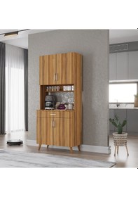 Resim Loysen Kahve Köşesi Çok Amaçlı Dolap Kiler Mutfak Dolabı Ceviz Ceviz 