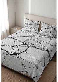 Resim Parlak Kadife Kumaş Kapitoneli Çift Kişilik Yatak Örtüsü Seti 3 Parça Cky0038 Renkli 