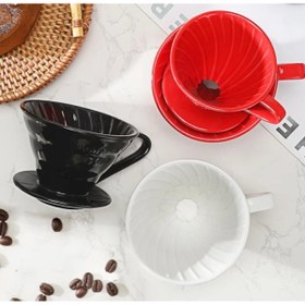 Resim Genel Markalar Kırmızı V60 02 Dripper Seramik Kahve Demleme Ekipmanı Filtre Kahve (Red Ceramic) 