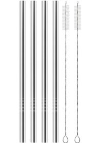 Resim Yaleker 304 Çelik İçme Pipetleri 24-32 Oz Suluklar İçin - 2 Temizleme Fırçasıyla, Yeniden Kullanılabilir, Lehimizsiz, Hijyenik 
